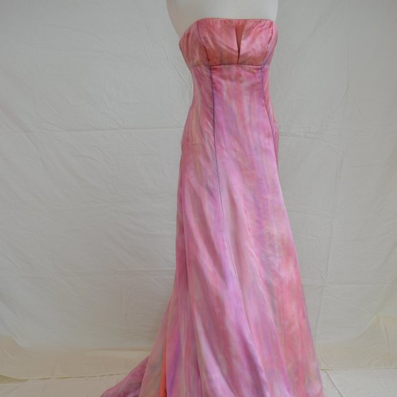 taffeta a line dress Strapless Pink Taffeta A-line Short Party Dress with Bow – FancyVestido main image 1